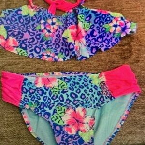 Floral Kids Swim Set - Pink and Blue